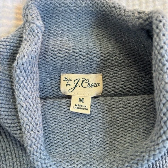 J. Crew Light Blue Roll Neck Cotton Sweater - Picture 3 of 7